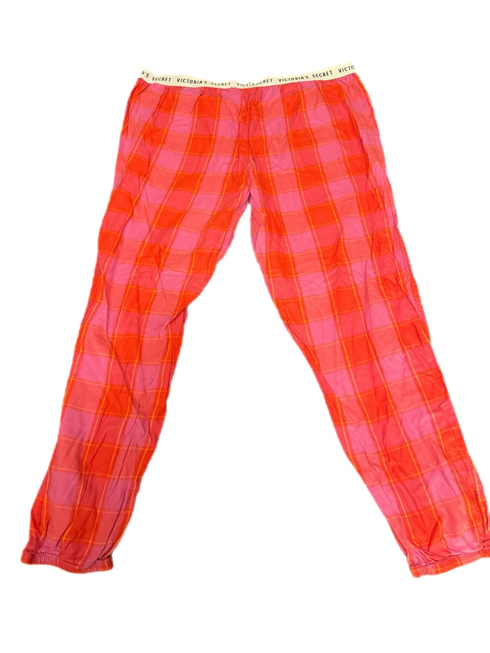 Victoria's Secret Pink & Orange Plaid Lounge Pants - Picture 3 of 4